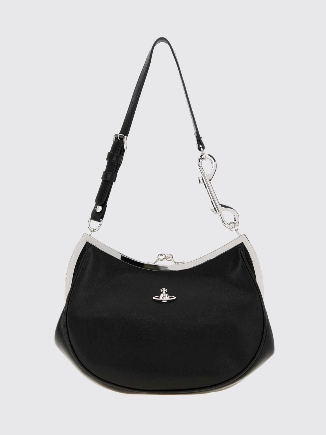 VIVIENNE WESTWOOD Crush Smooth Calfskin Shoulder Bag with Orb Logo
