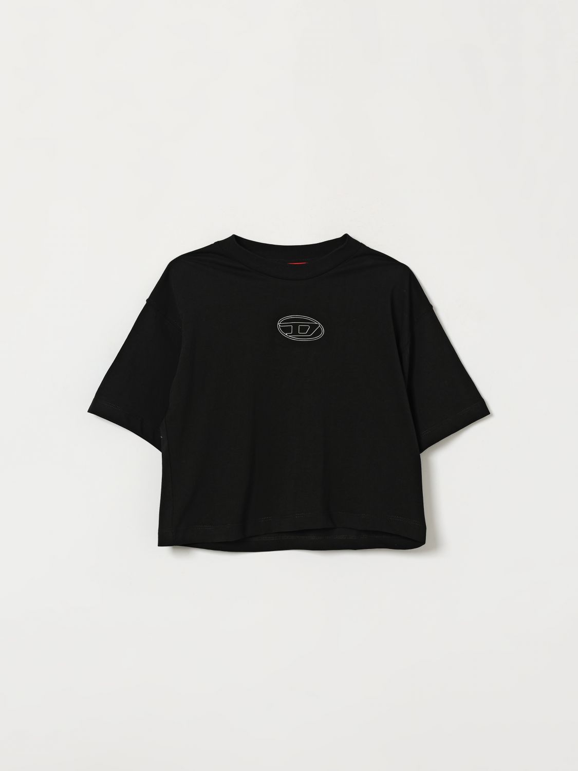 DIESEL Boys' Cotton T-shirt with Maxi Oval D Logo Print