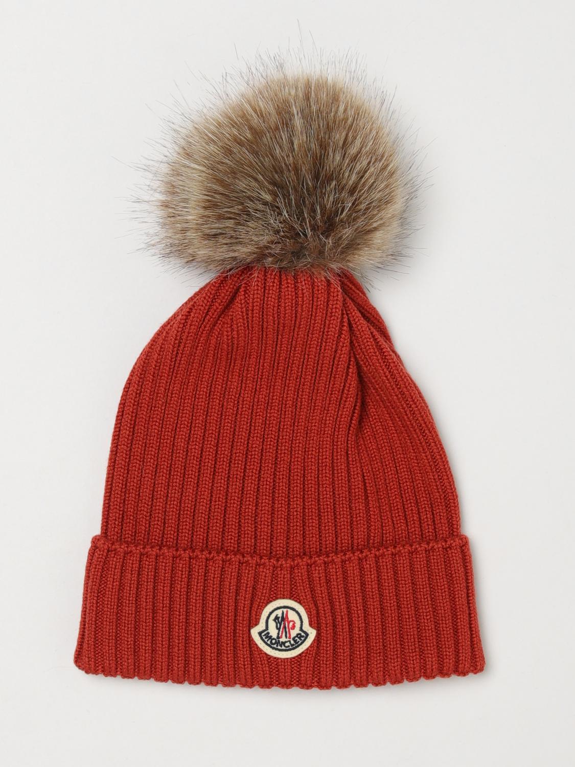 MONCLER Rippstrick-Mütze für Jungen mit Bommel und Logo-Patch