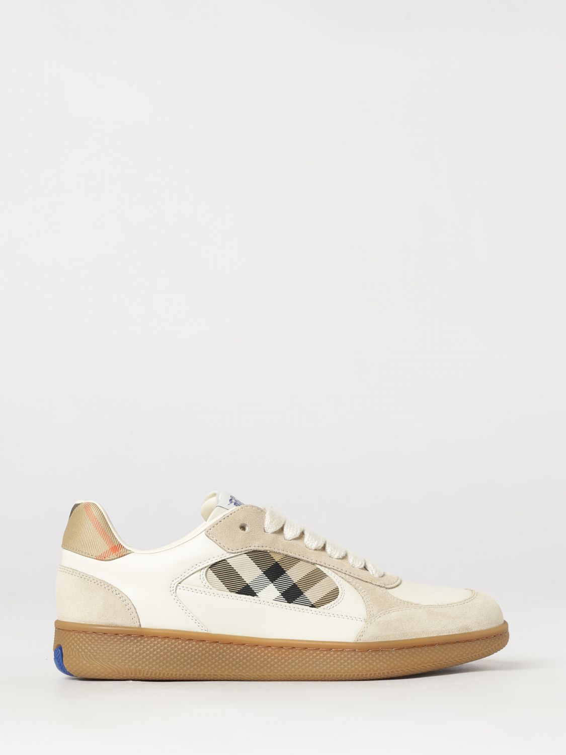 Burberry Terrace Low Top Trainers in Leather with Vintage Check Inserts