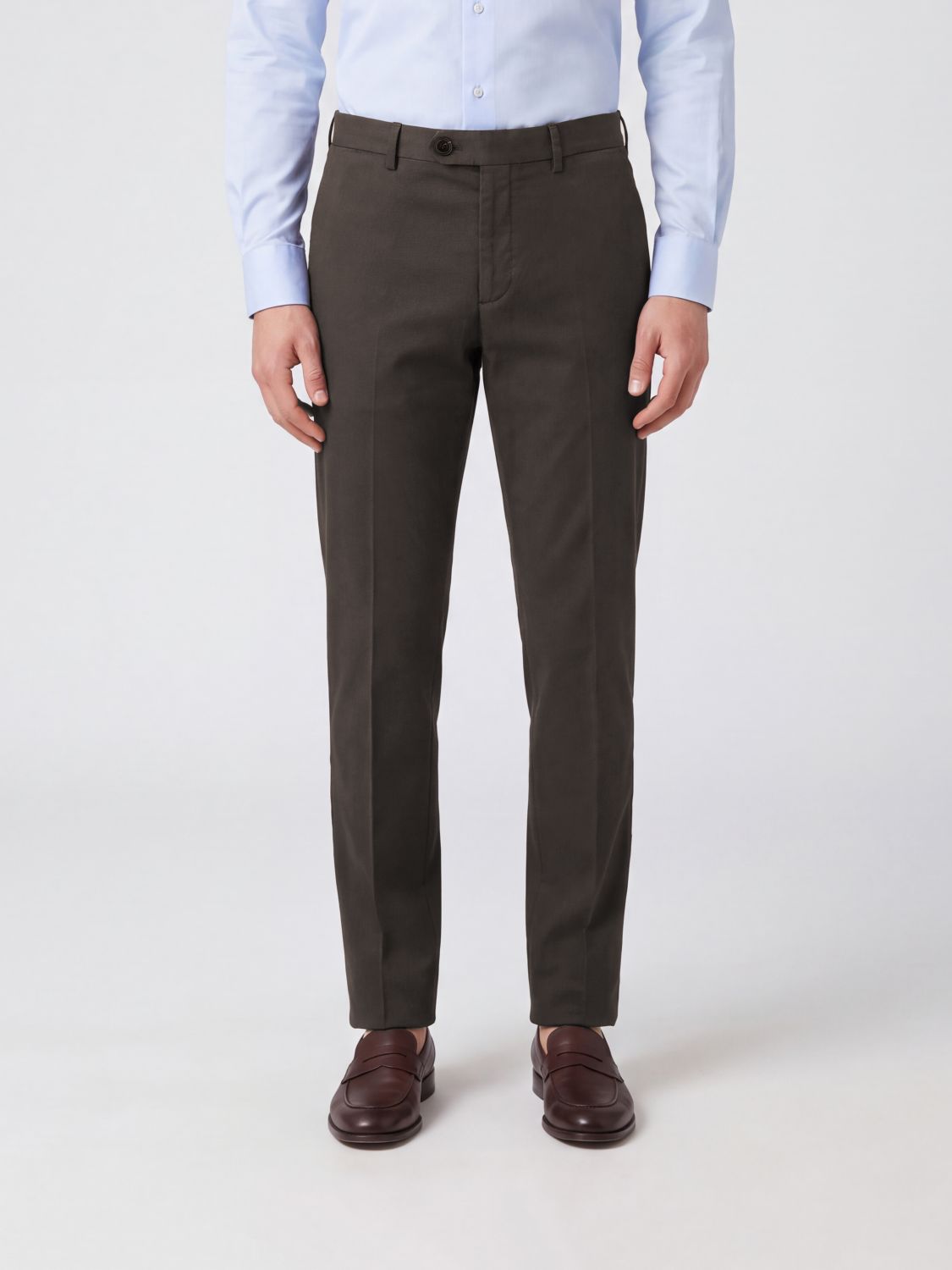 BRUNELLO CUCINELLI Pantaloni chino slim fit in cotone stretch con pinces