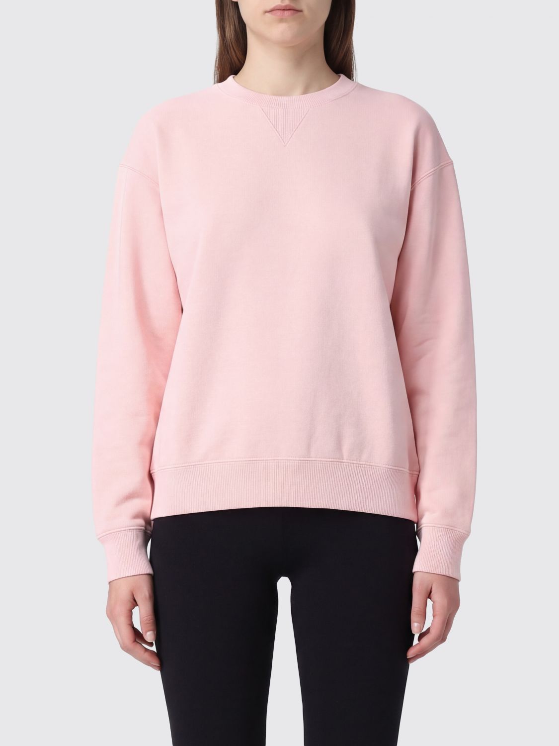 JIL SANDER Felpa girocollo in cotone con spalle scese e fondo elasticizzato