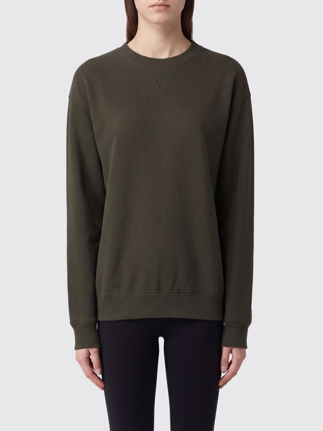 JIL SANDER Felpa girocollo in cotone con spalle scese e fondo elasticizzato