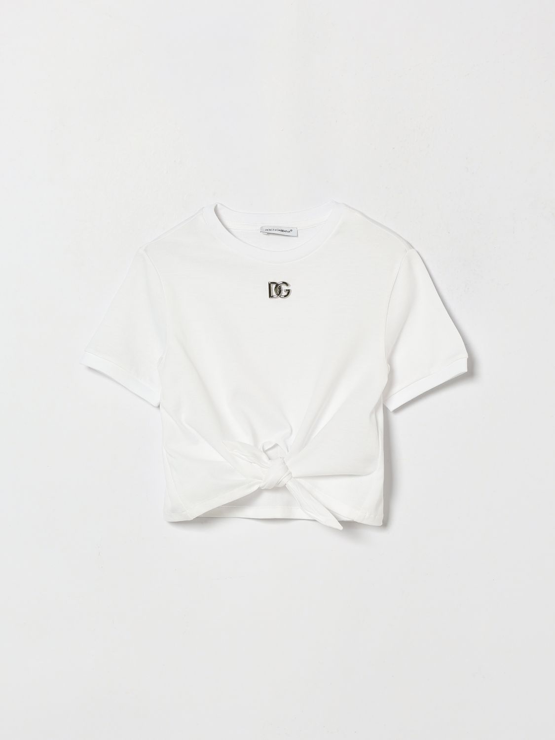 DOLCE & GABBANA T-Shirt für Jungen aus Baumwolle mit DG-Monogramm und Bindesaum