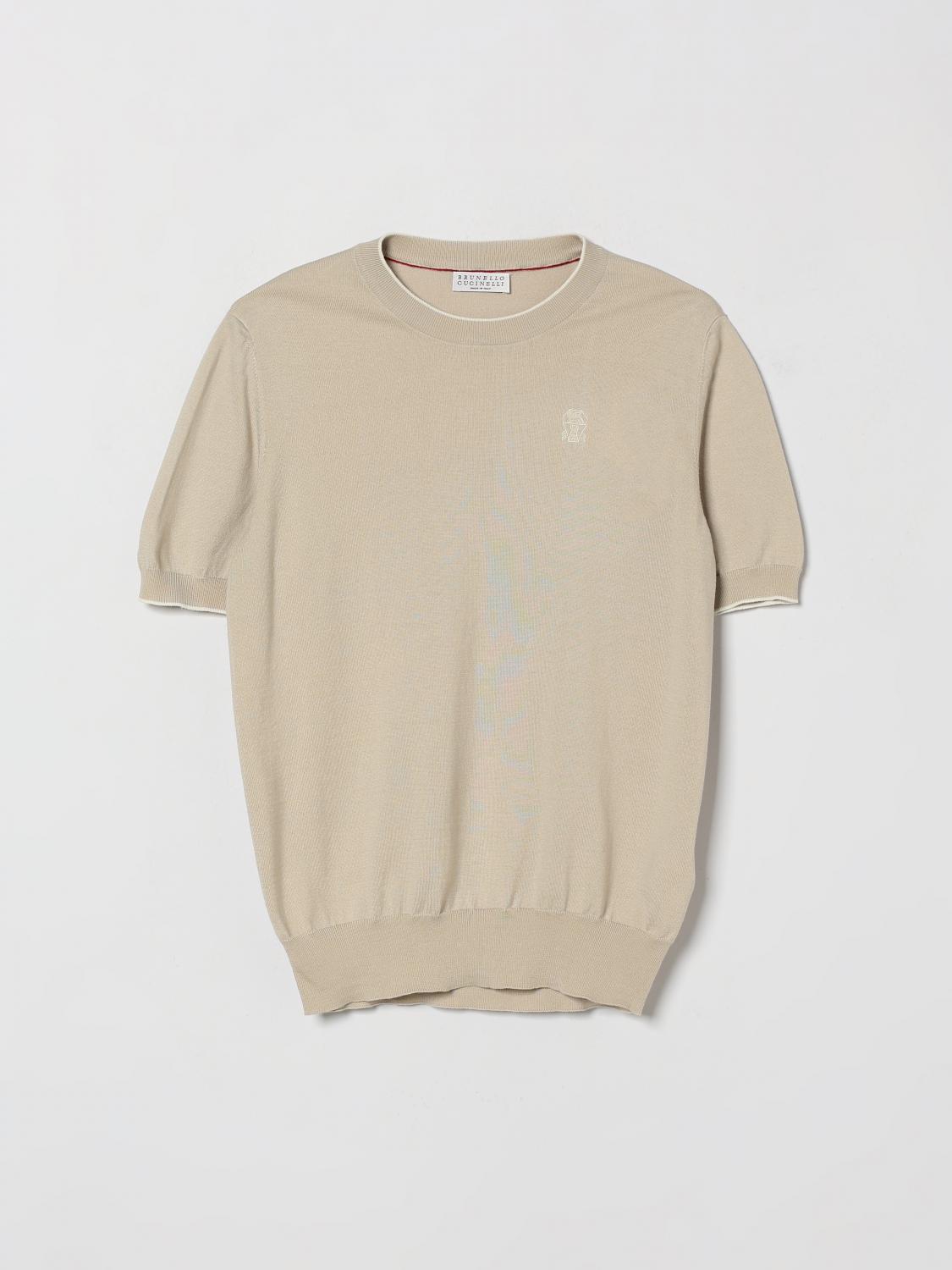 BRUNELLO CUCINELLI Boys' Cotton Jumper with Logo and Contrast Trims