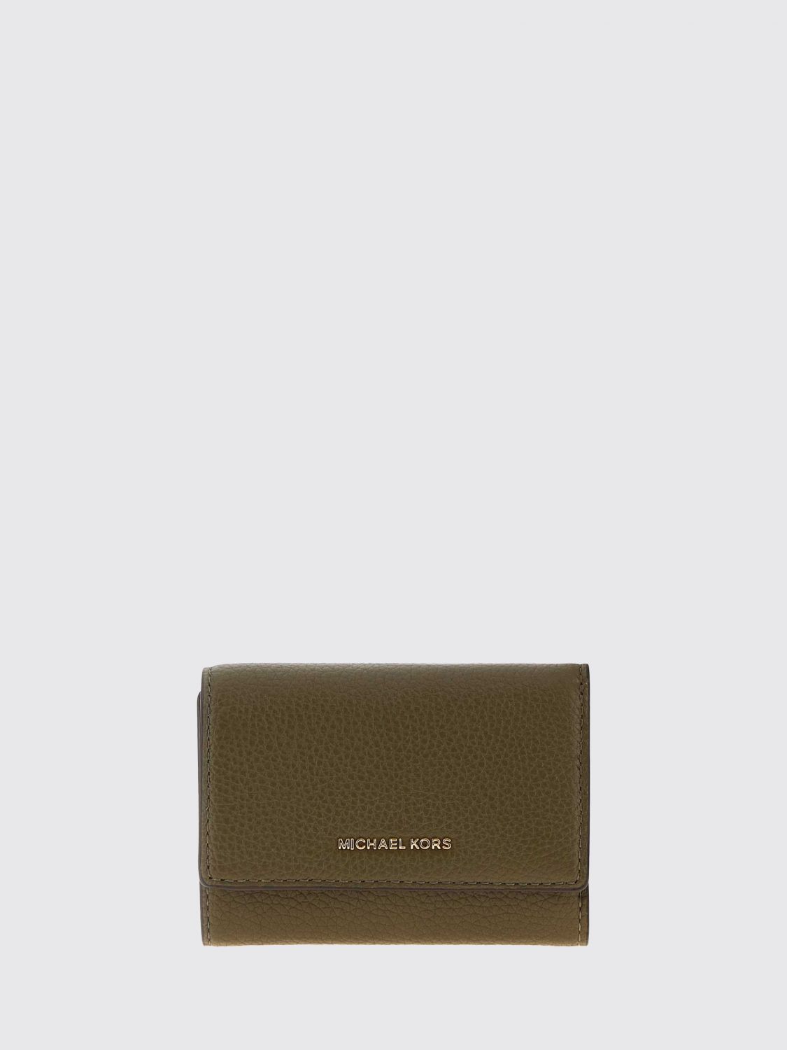 Michael Kors Portafoglio tri-fold Bryant in pelle con logo metallico e bottone