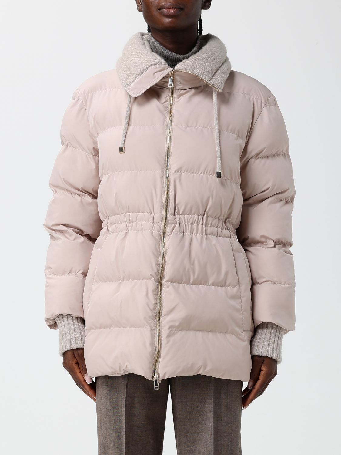 Fabiana Filippi Short Quilted Down Jacket in Ultra-Light Nylon with High Neck