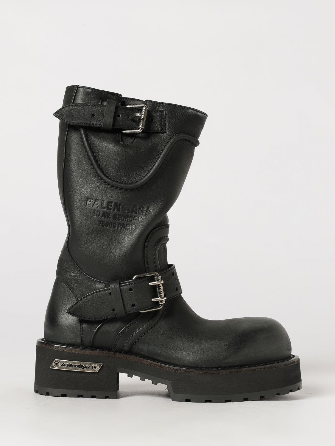 BALENCIAGA Venom Mid-Calf Calfskin Leather Biker Boots
