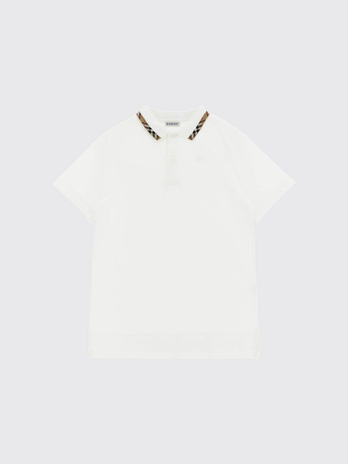 BURBERRY Jungen-Poloshirt aus Baumwolle mit Kragen im Karomuster und EKD-Logo