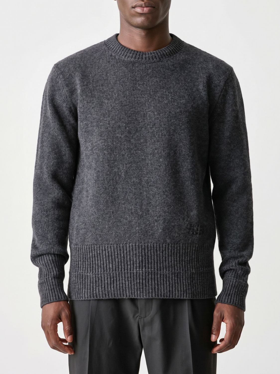 Mm6 Maison Margiela Wool Blend Crewneck Jumper with Ribbed Trims