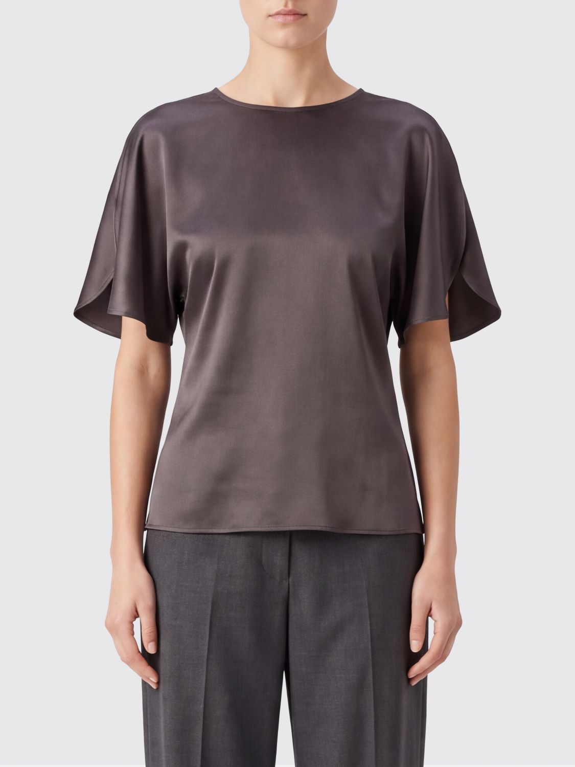 VICTORIA VICTORIA BECKHAM Bela Satin Crewneck Blouse VICTORIA VICTORIA BECKHAM Bela Satin Crewneck Blouse