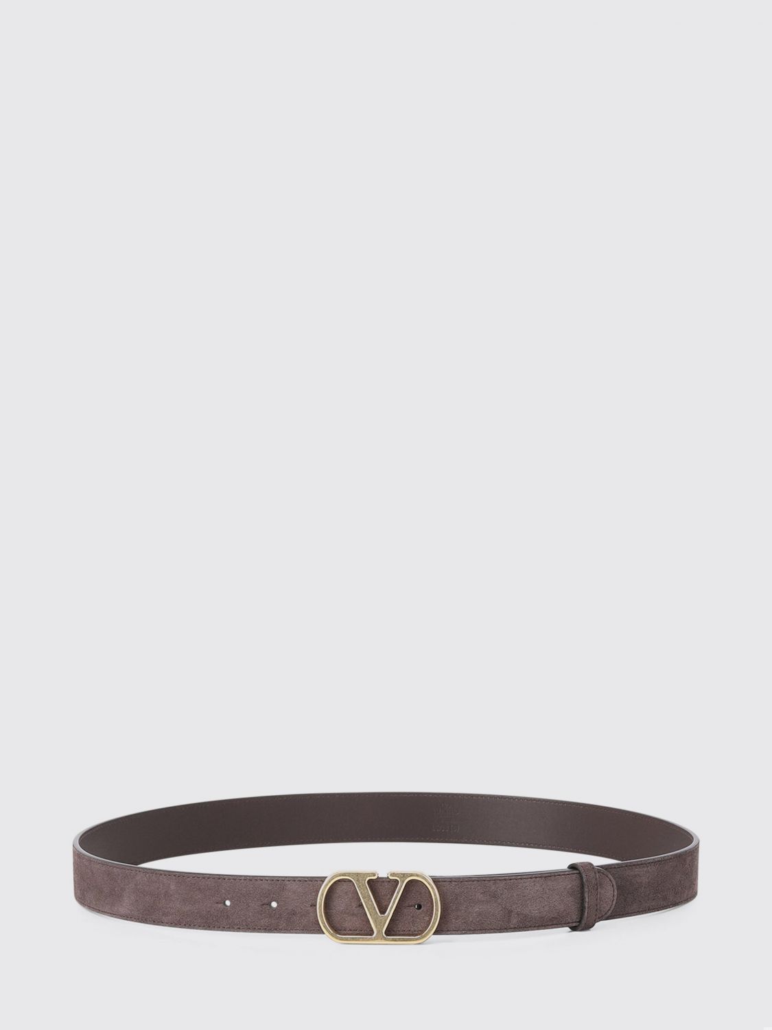 VALENTINO GARAVANI Suede Leather Belt with VLogo Signature Buckle