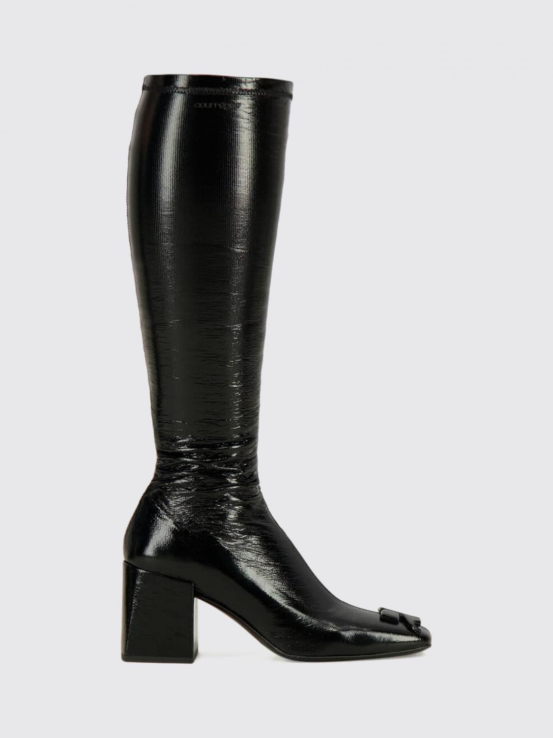 Courrèges Reedition Knee-High Boots in Coated Cotton with a Square Toe