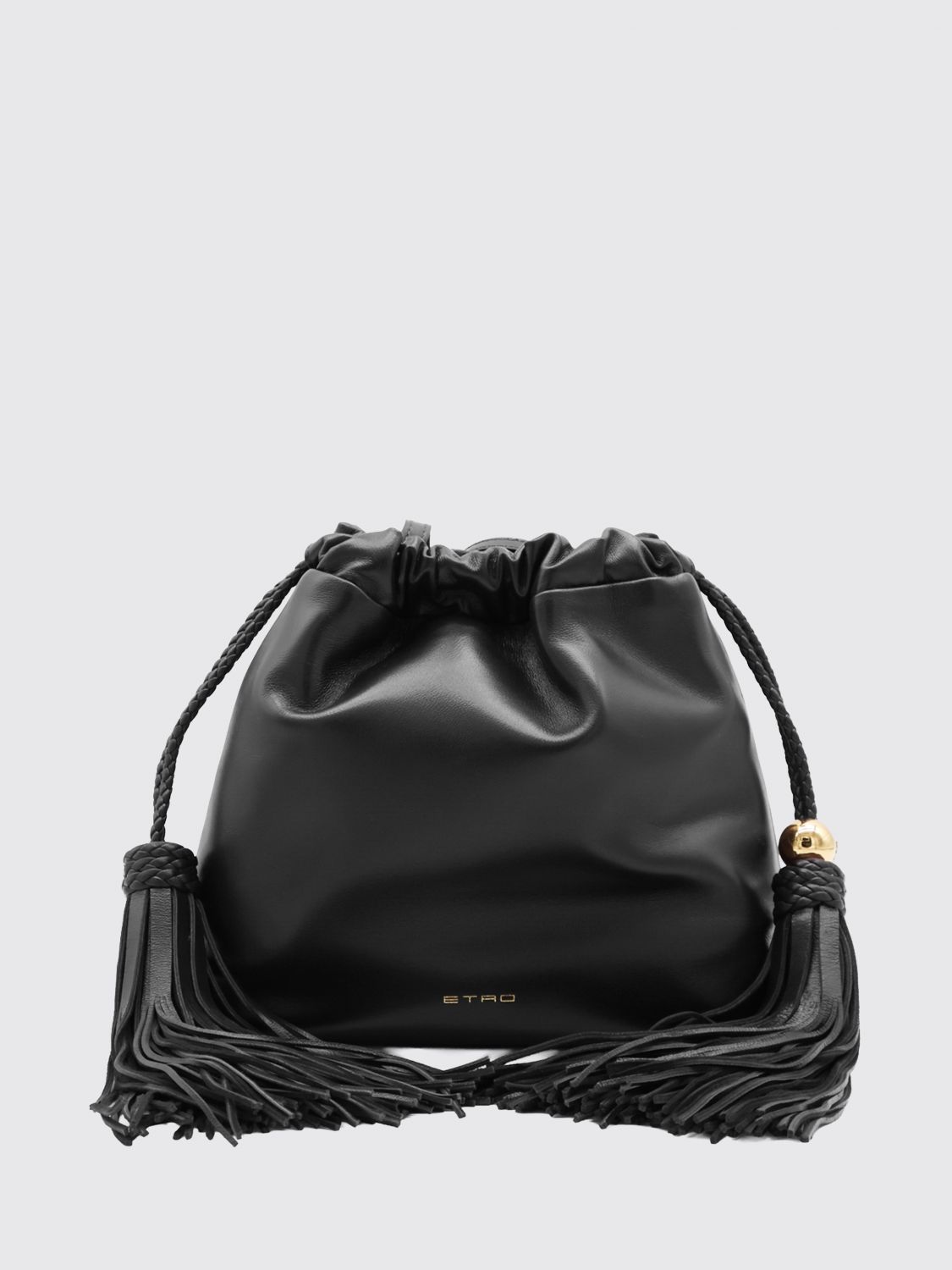 ETRO Kalispera Mini Bucket Bag in Lambskin Leather with Tassels