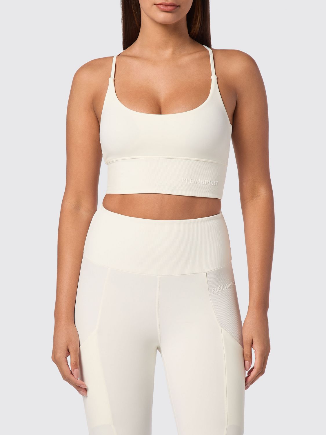 Plein Sport Top bralette sportivo cropped con spalline incrociate