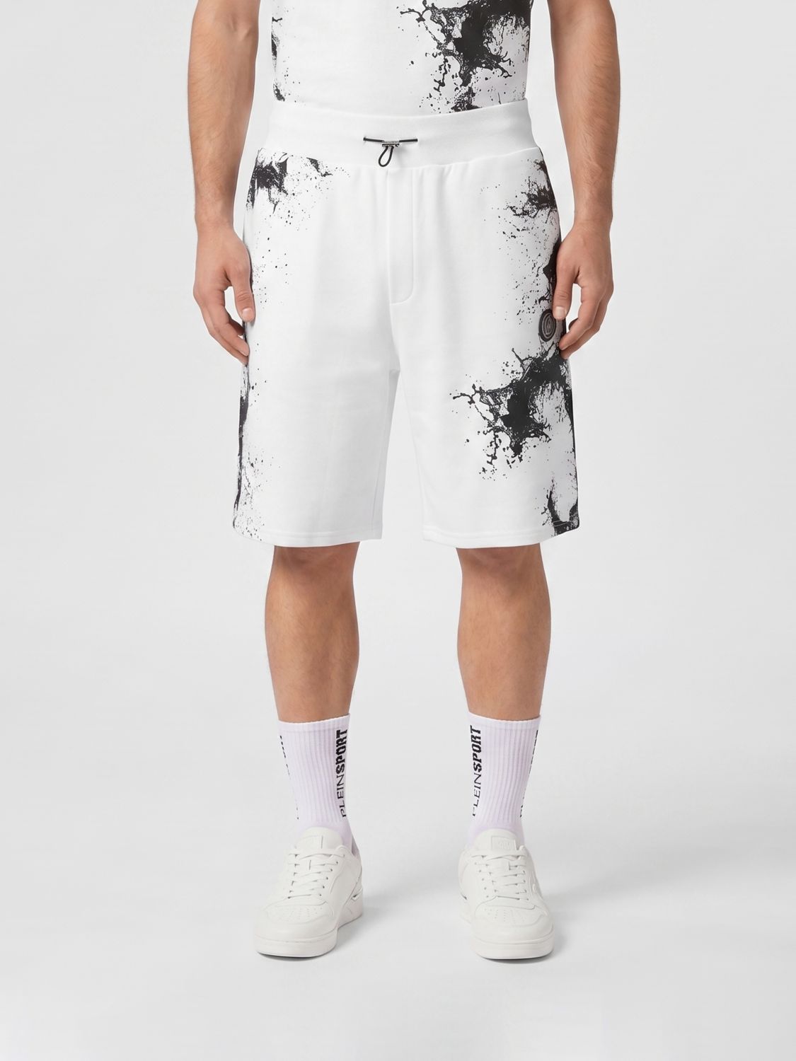 Plein Sport Shorts sportivi jogging in jersey con stampa astratta e vita alta