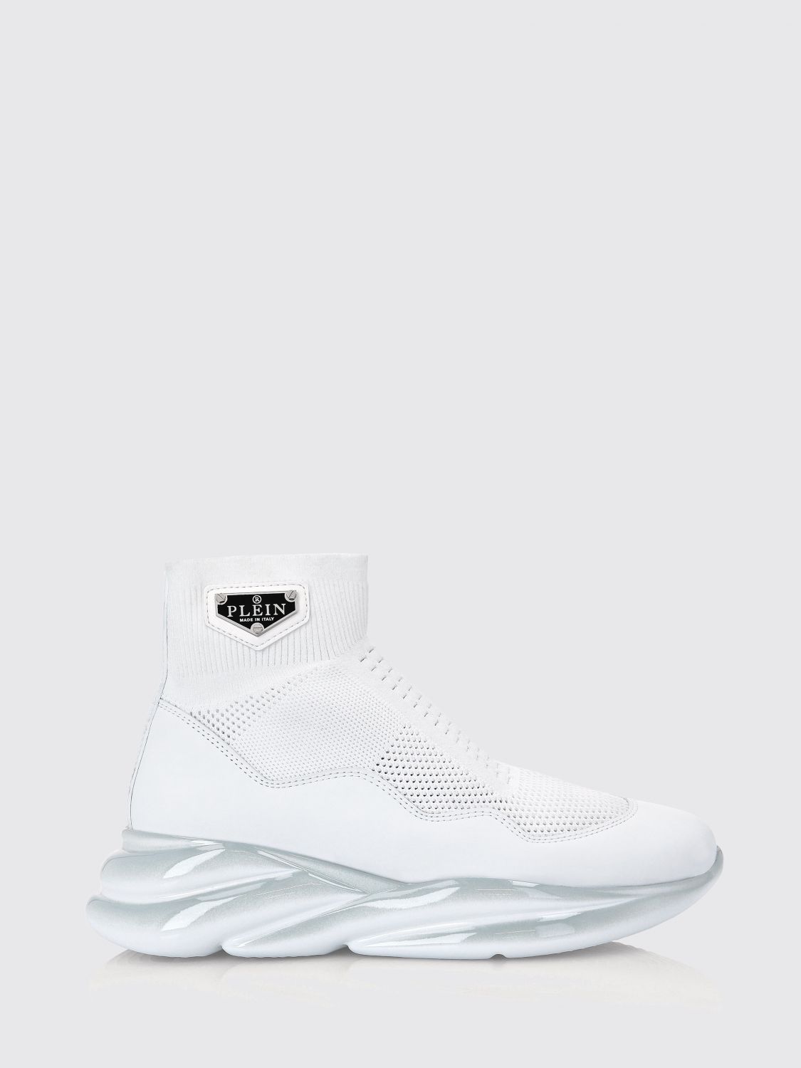 PHILIPP PLEIN Sneakers alte slip-on in maglia di viscosa stretch con suola chunky