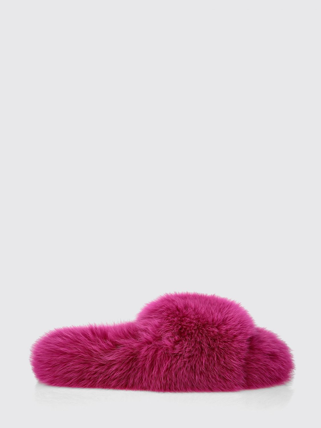 PHILIPP PLEIN Solid Colour Fur Slide Sandals with a Low Heel