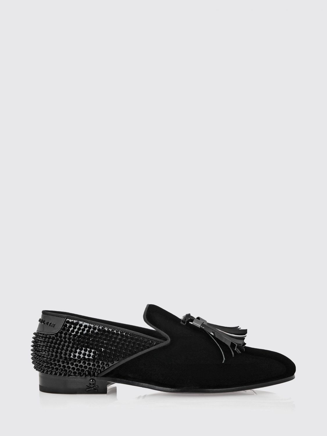 PHILIPP PLEIN Suede and Patent Leather Loafers with Studs and Tassels