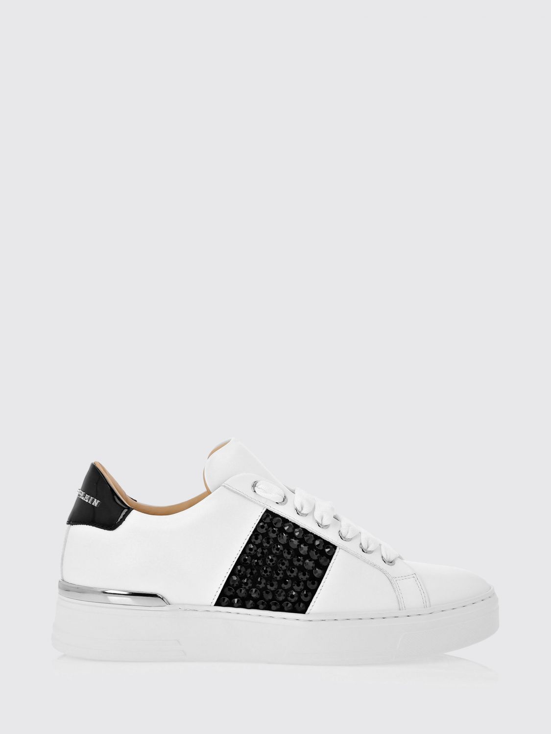 PHILIPP PLEIN Sneakers basse in pelle con strass e ricami astratti