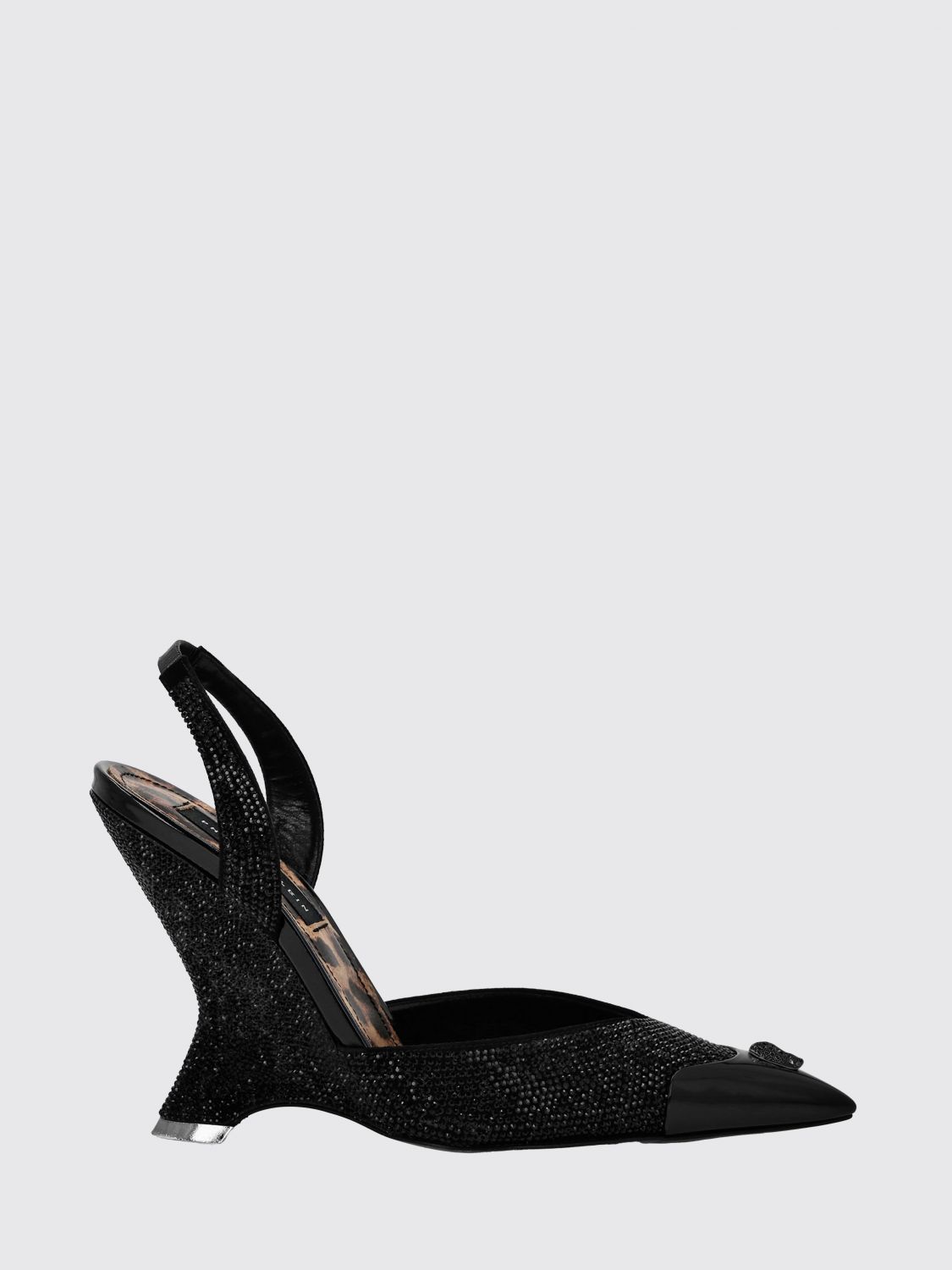 PHILIPP PLEIN Crystal-Embellished Suede Slingback Pumps with a High Heel