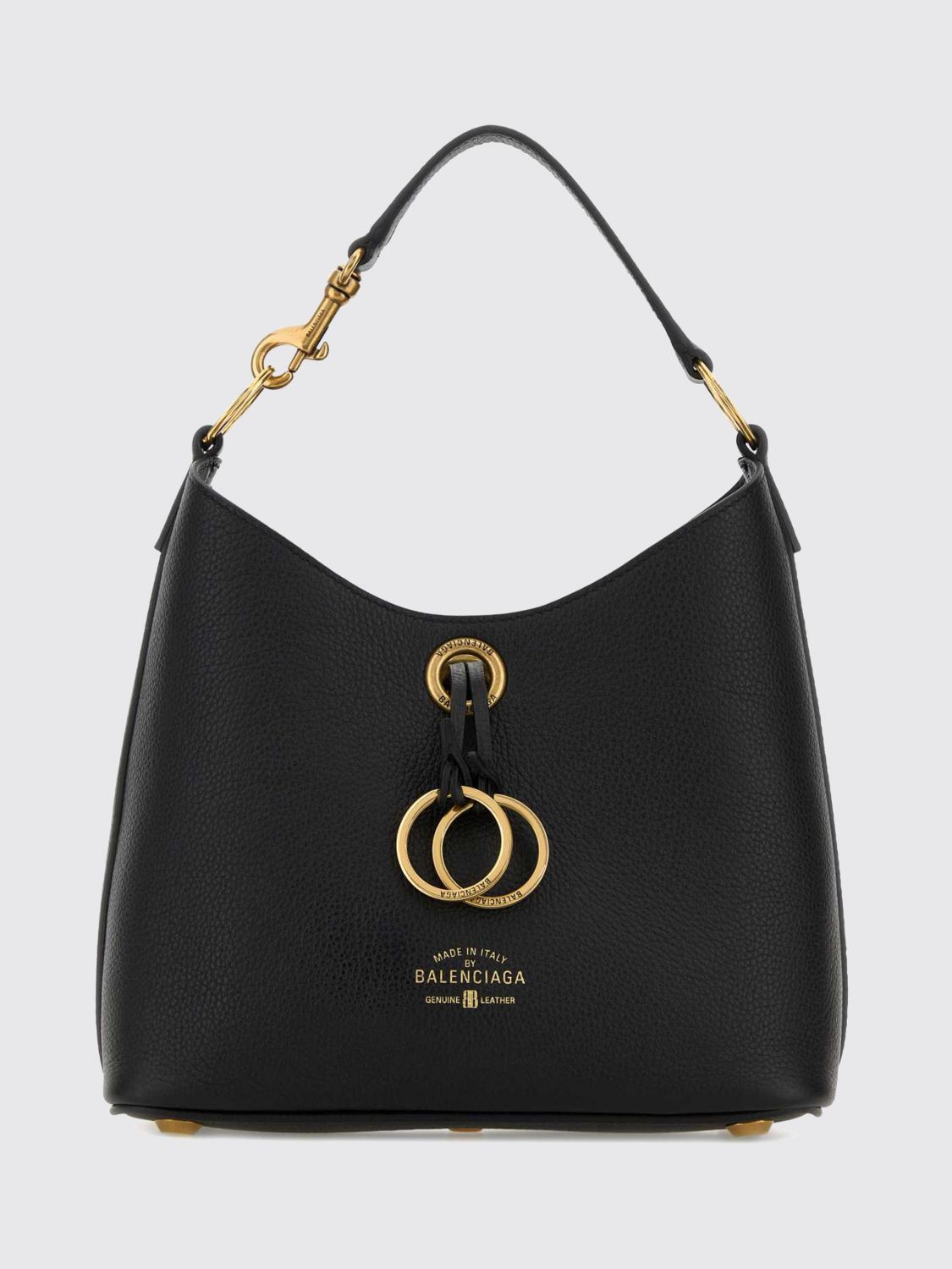 BALENCIAGA Mini borsa a mano Carrie in pelle a grana con chiusura a gancio