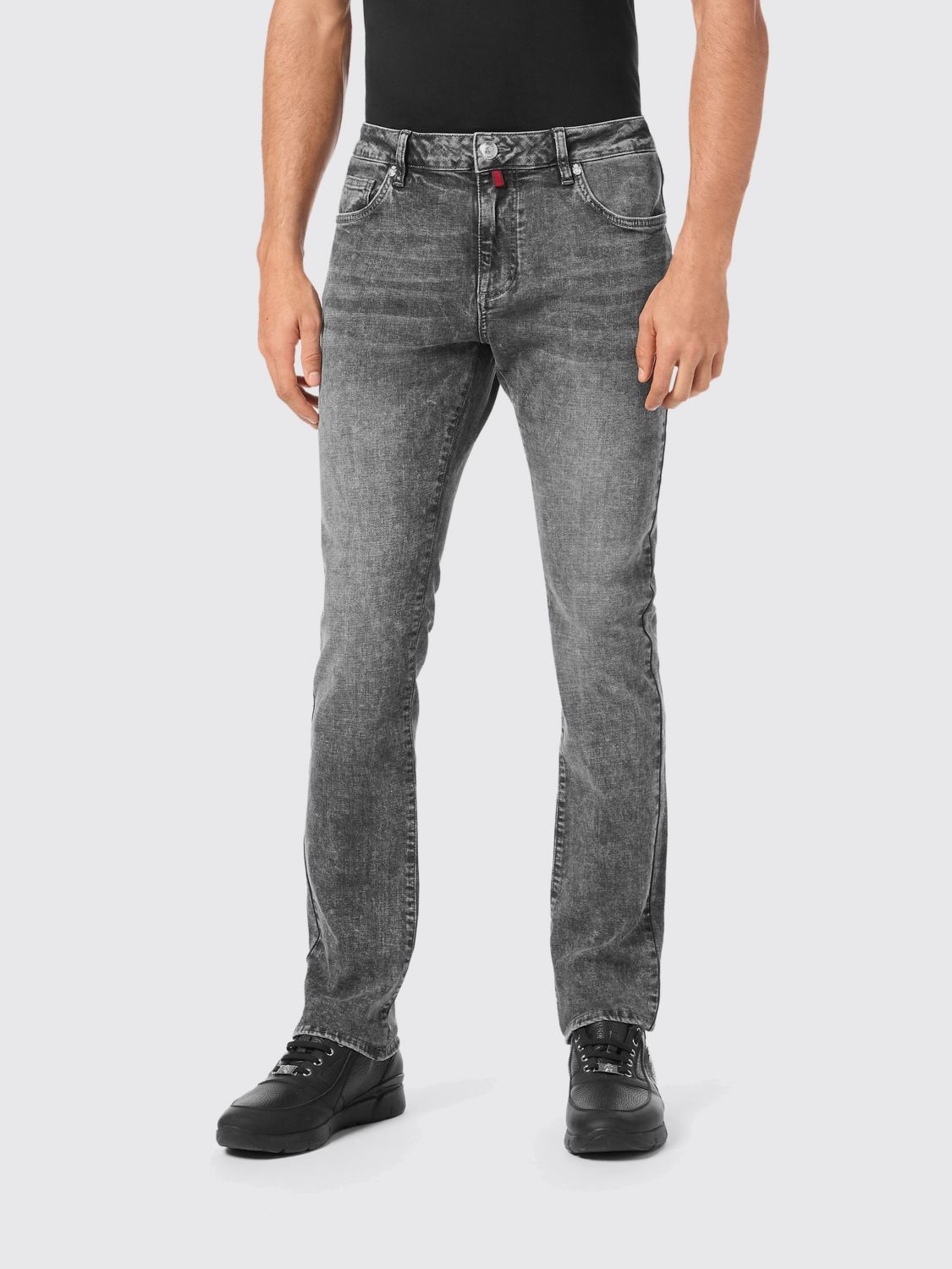 Billionaire Regular Fit Straight Leg Stretch-Denim Jeans with Embroidered Logo
