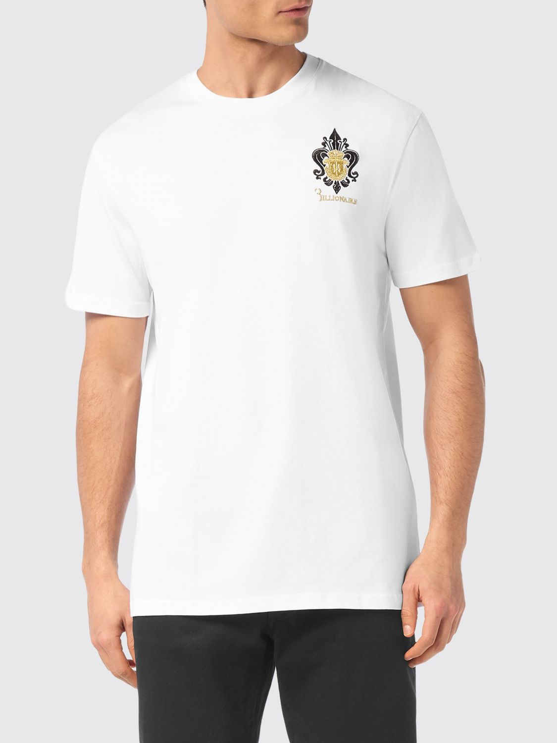 BILLIONAIRE Slim-Fit Baumwoll-T-Shirt mit kontrastierendem gesticktem Wappen