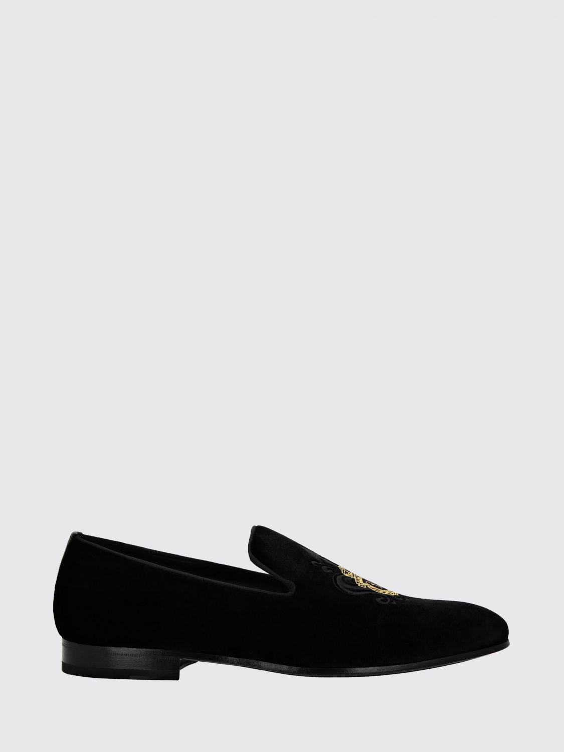 BILLIONAIRE velvet evening loafer with embroidered logo and round toe
