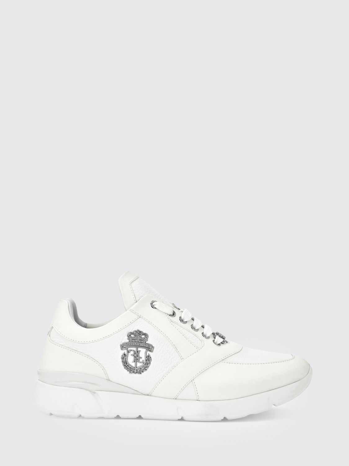 BILLIONAIRE Crest Runner sneakers in smooth and grained leather with metallic logo
