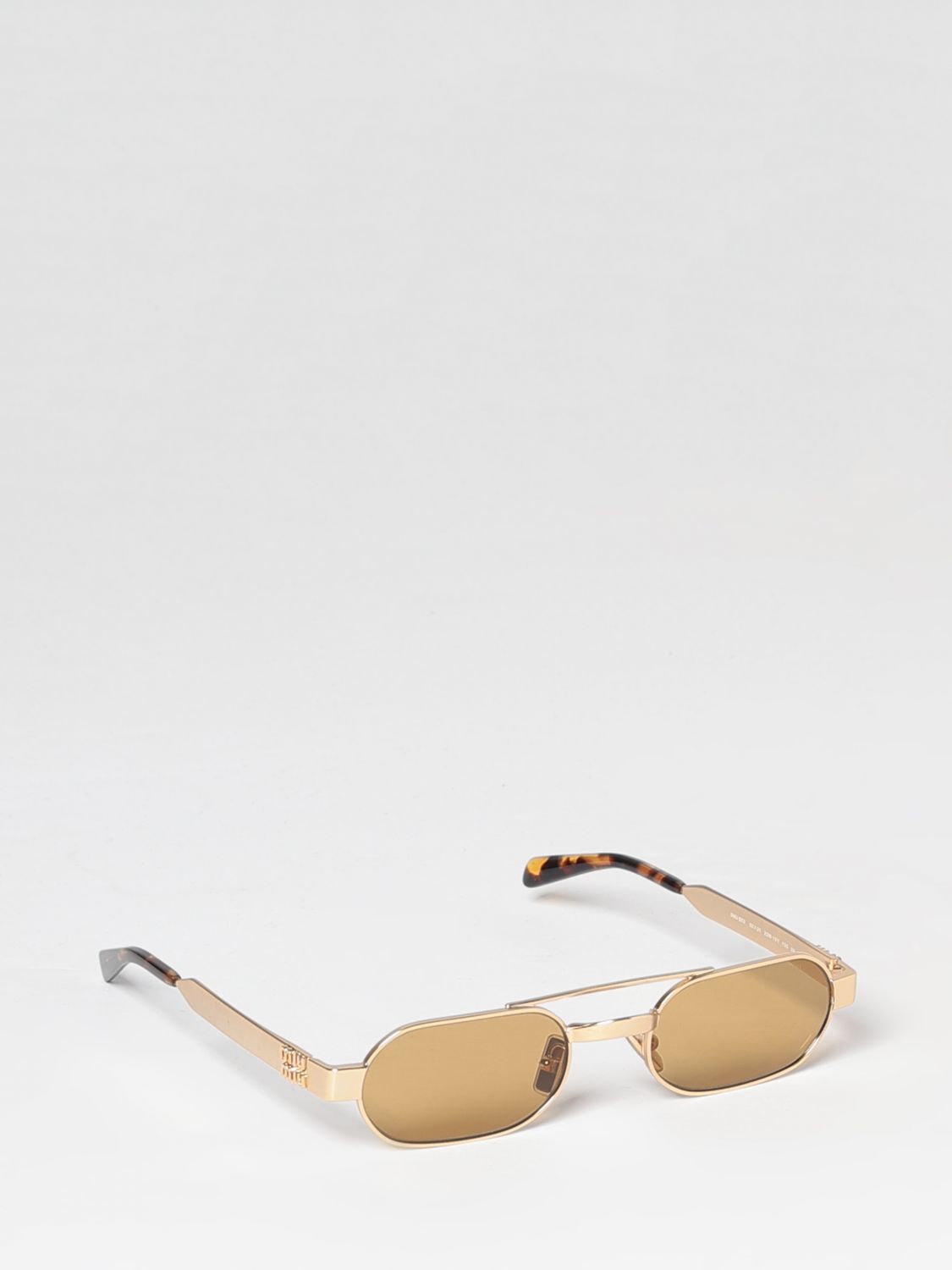 MIU MIU Aviator Metal Sunglasses with Double Bridge and Tortoiseshell Temples