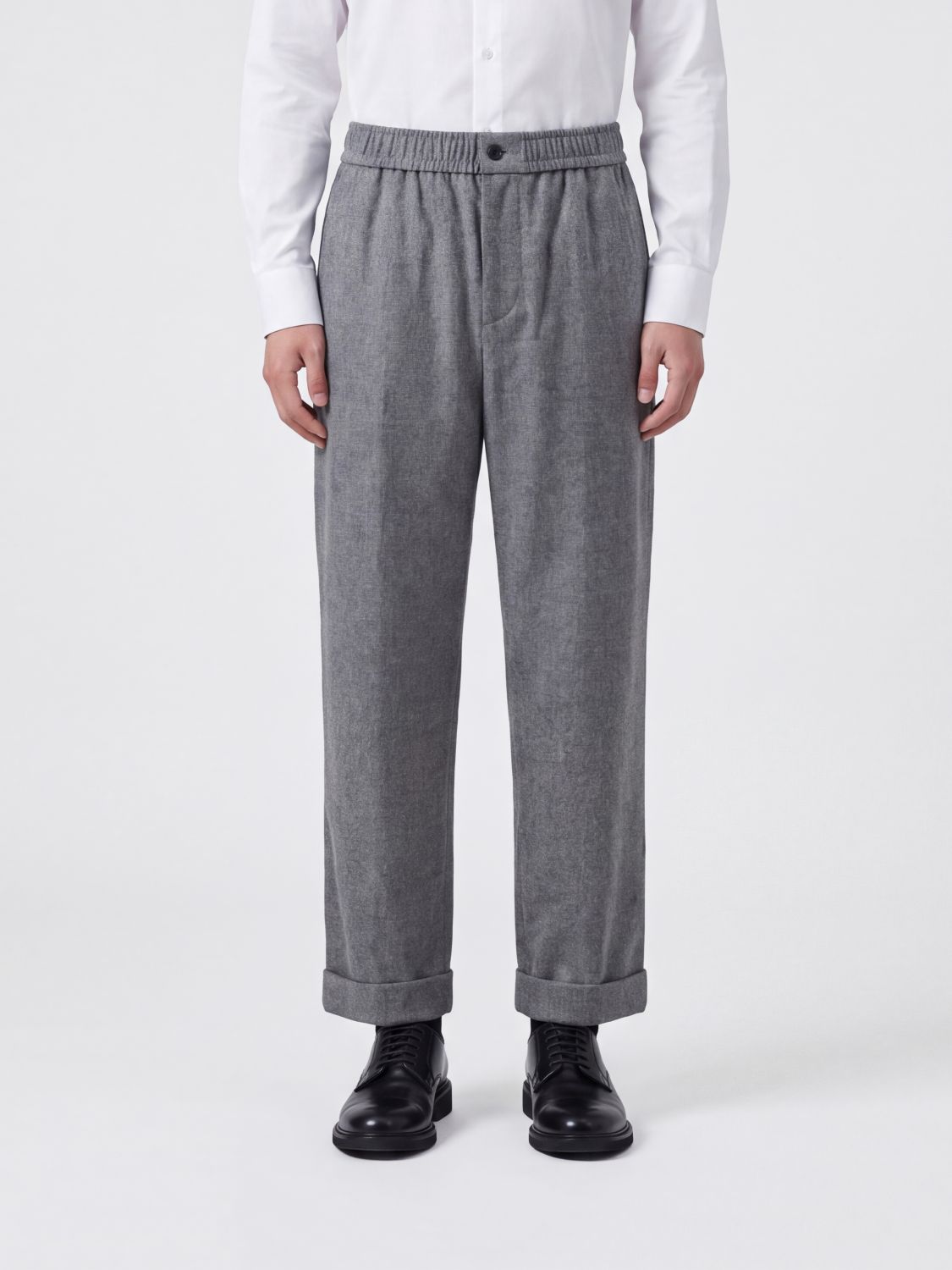 GIORGIO ARMANI Pantaloni slim fit in lana vergine e cashmere con vita elastica