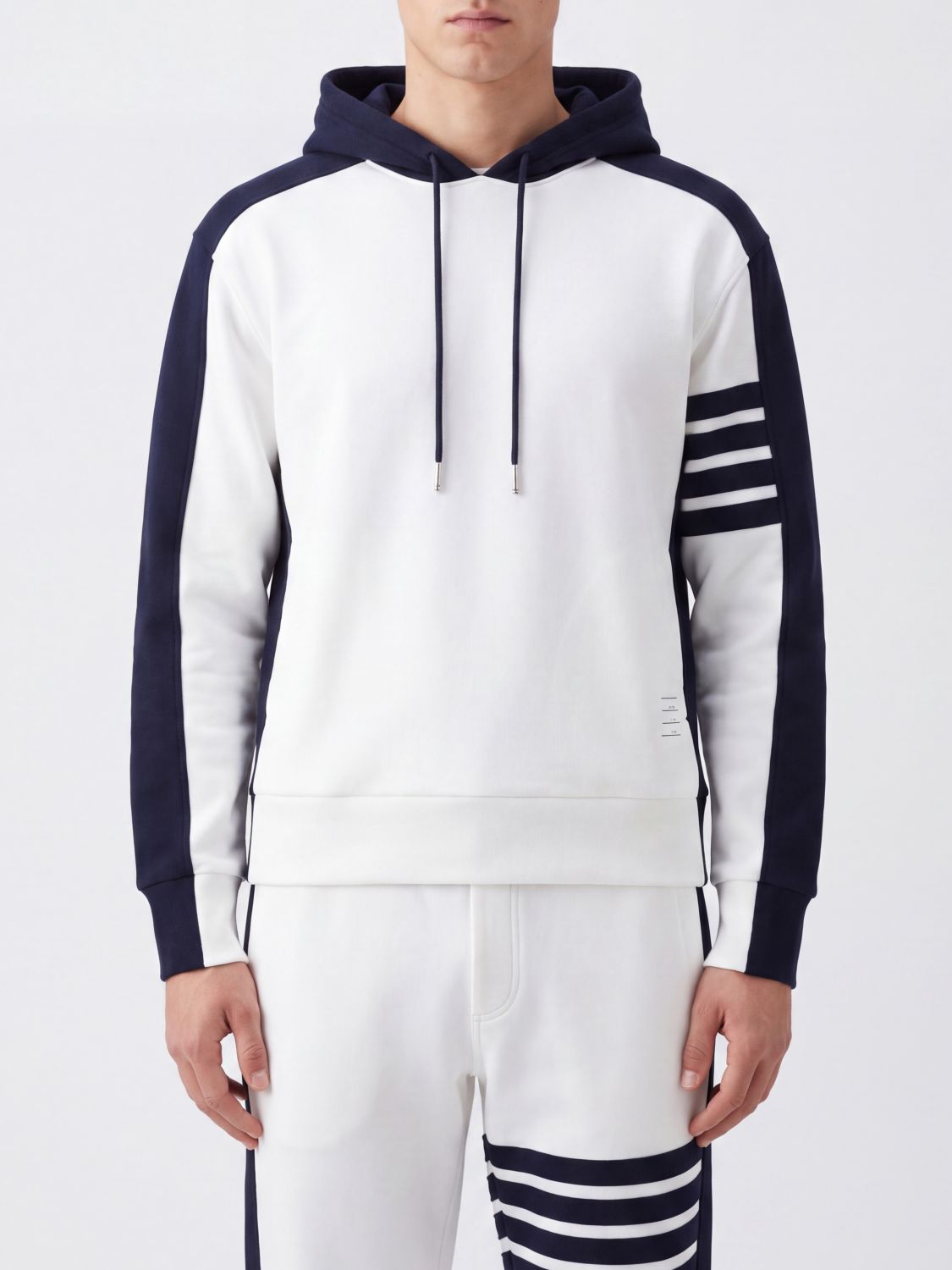 THOM BROWNE Baumwoll-Hoodie mit ikonischen 4-Bar-Streifen am Ärmel