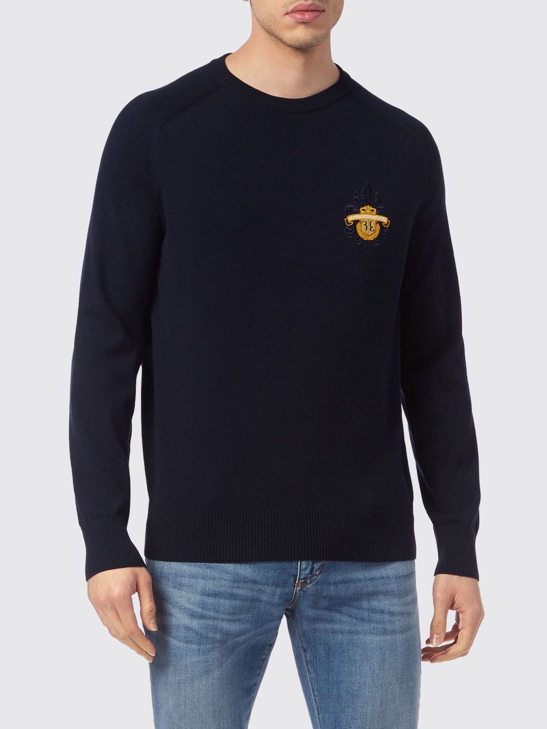 BILLIONAIRE Baumwollpullover mit Rundhals und kontrastierendem Logo