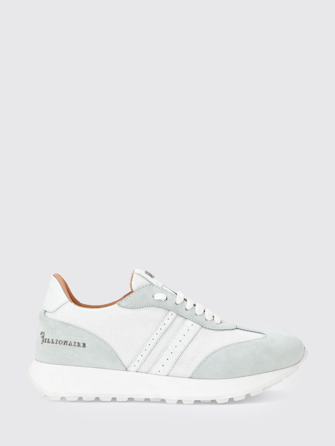 BILLIONAIRE Two-tone mesh and suede low-top sneakers with metallic logo
