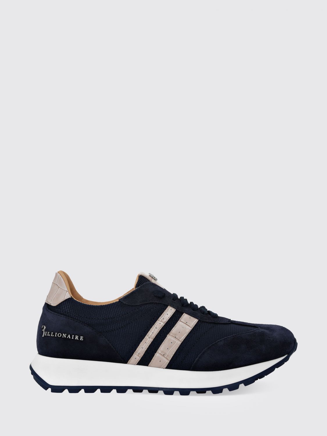 Billionaire Two-Tone Suede and Mesh Low-Top Trainers with Metallic Logo · 41