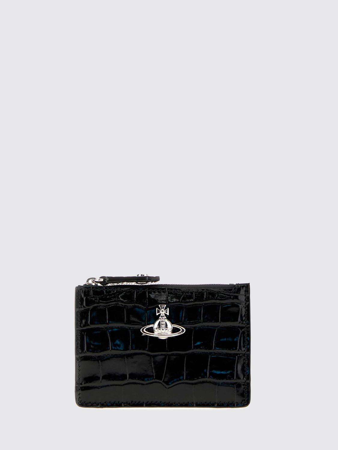 VIVIENNE WESTWOOD Portacarte di credito in pelle stampa cocco