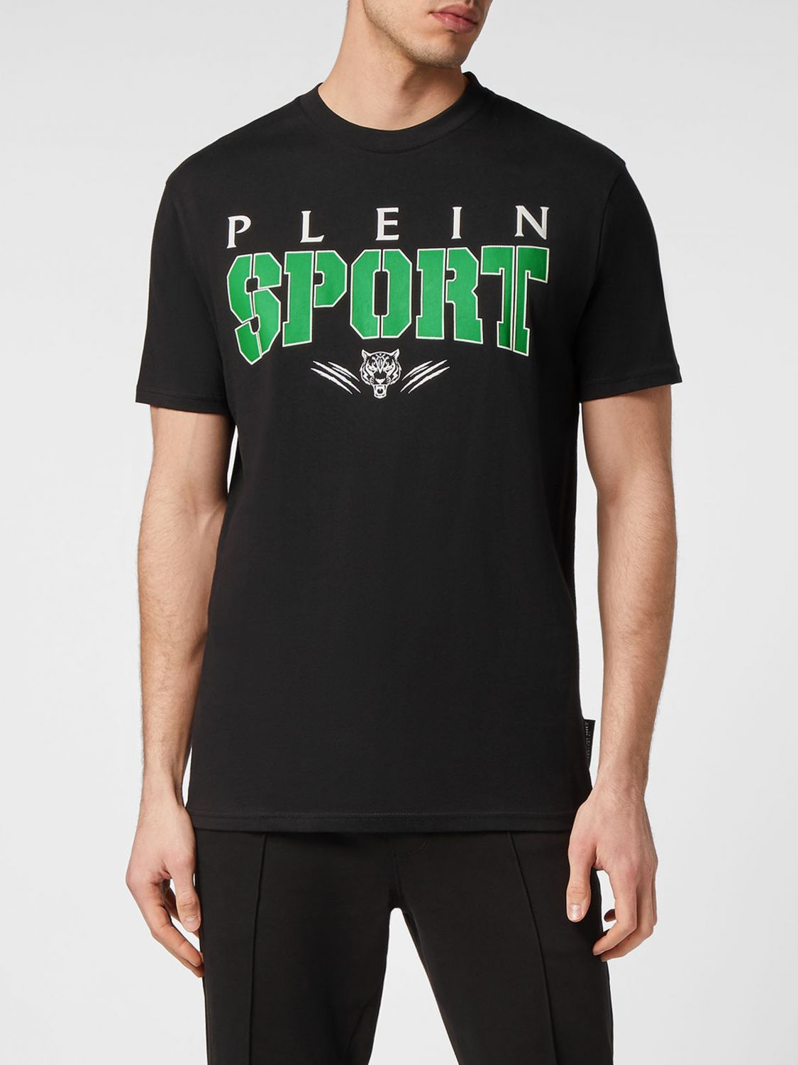 Plein Sport T-shirt slim fit in cotone con logo stampato a contrasto