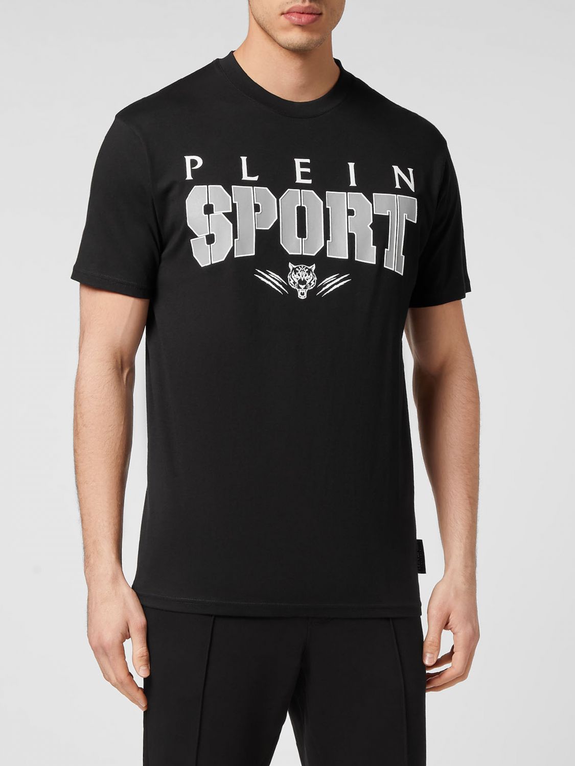 Plein Sport Slim-Fit Baumwoll-T-Shirt mit kontrastierendem gedrucktem Logo
