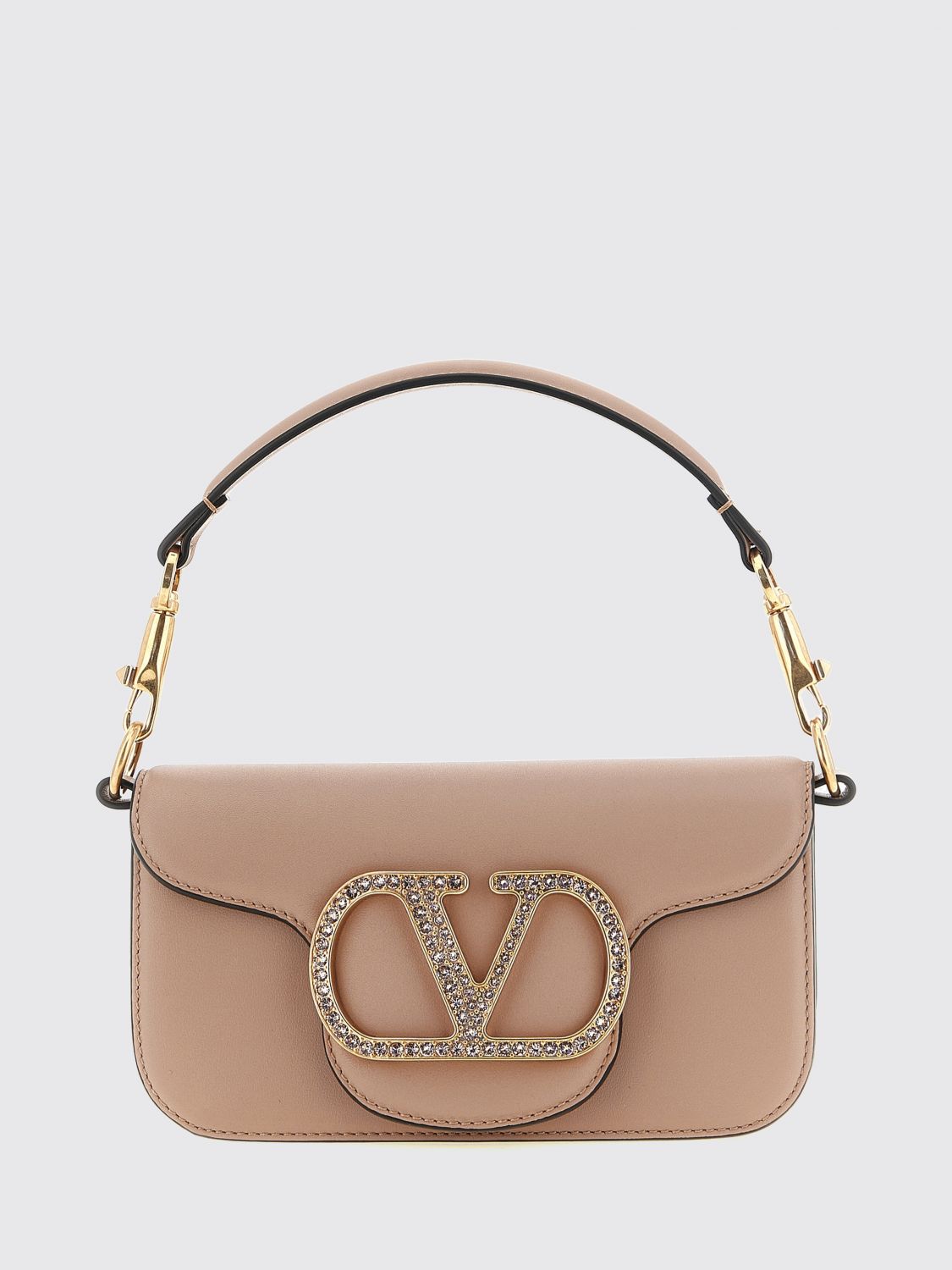 VALENTINO GARAVANI Borsa a mano mini Locò in pelle con VLogo in cristalli