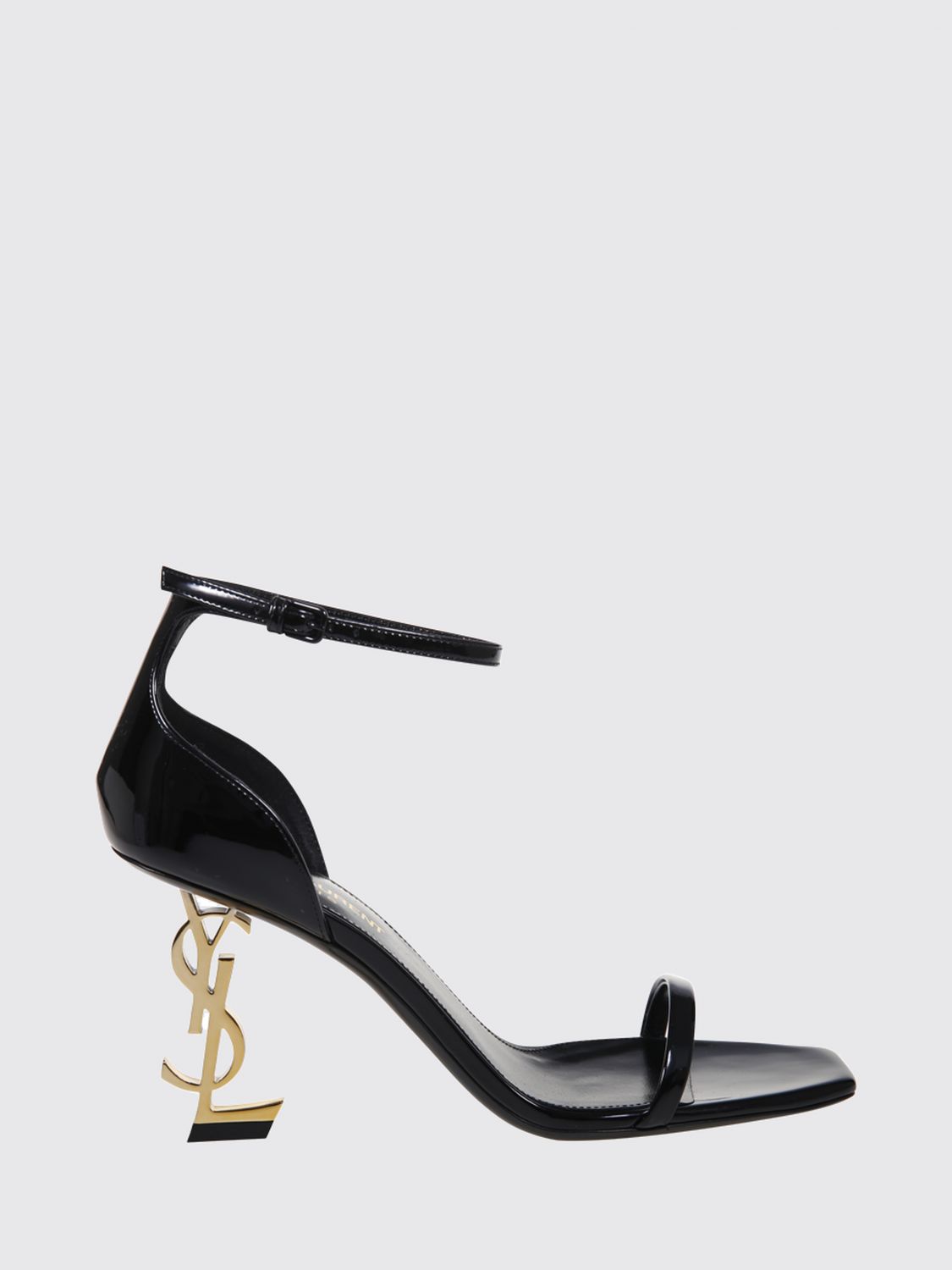 SAINT LAURENT Opyum Sandals in Patent Leather with YSL Monogram Heel