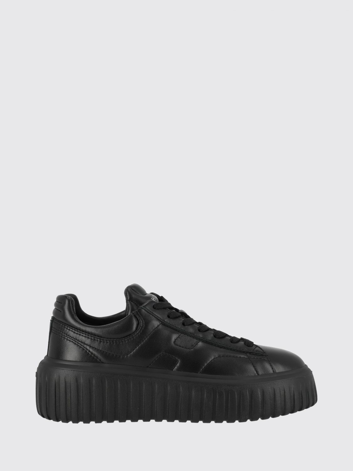 HOGAN H-Stripes Plateau-Sneaker aus glattem Kalbsleder mit geprägtem Logo