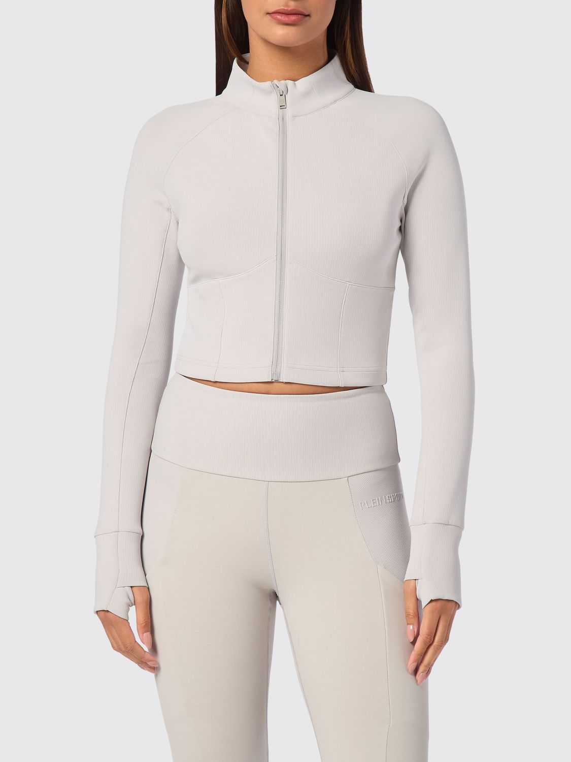 Plein Sport Top sportivo slim fit a maniche lunghe in jersey con zip