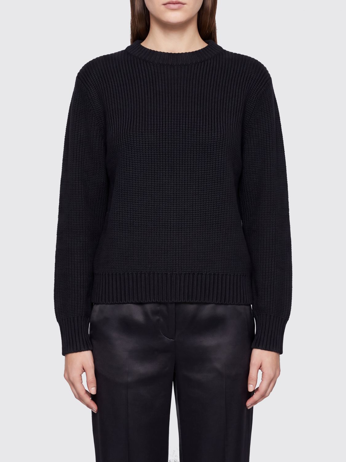 TOTEME Long-Sleeved Crewneck Cotton Jumper with Ribbed Edges