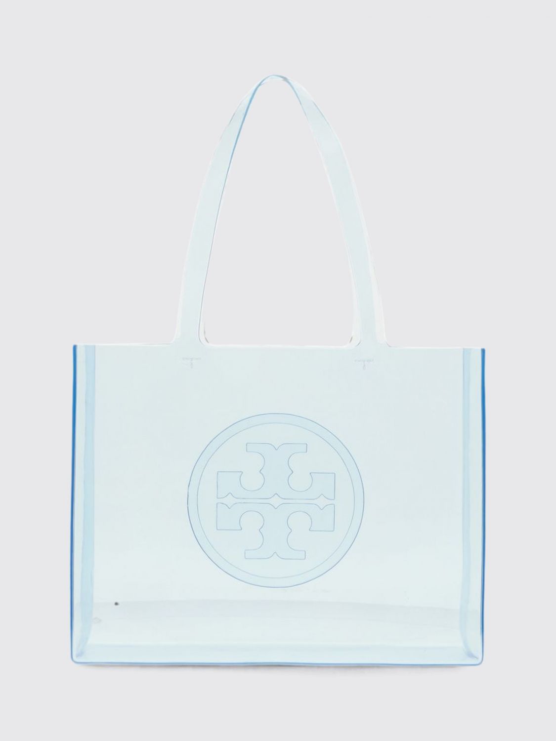 TORY BURCH T Monogram Tote Bag in Transparent PVC with Double Handles and Logo