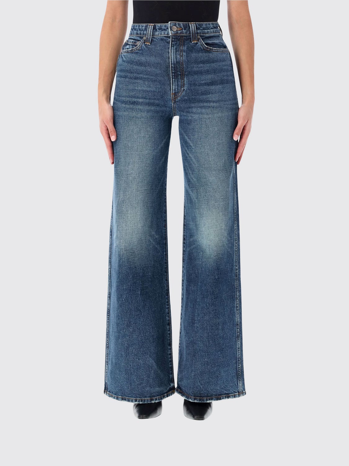KHAITE Dane High-Waisted Wide-Leg Jeans in Cotton Denim