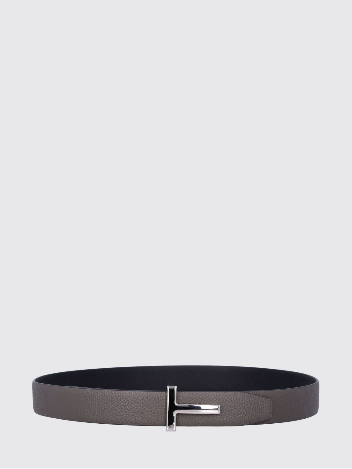 TOM FORD Reversible T Icon Grained Leather Belt with Monogram Buckle