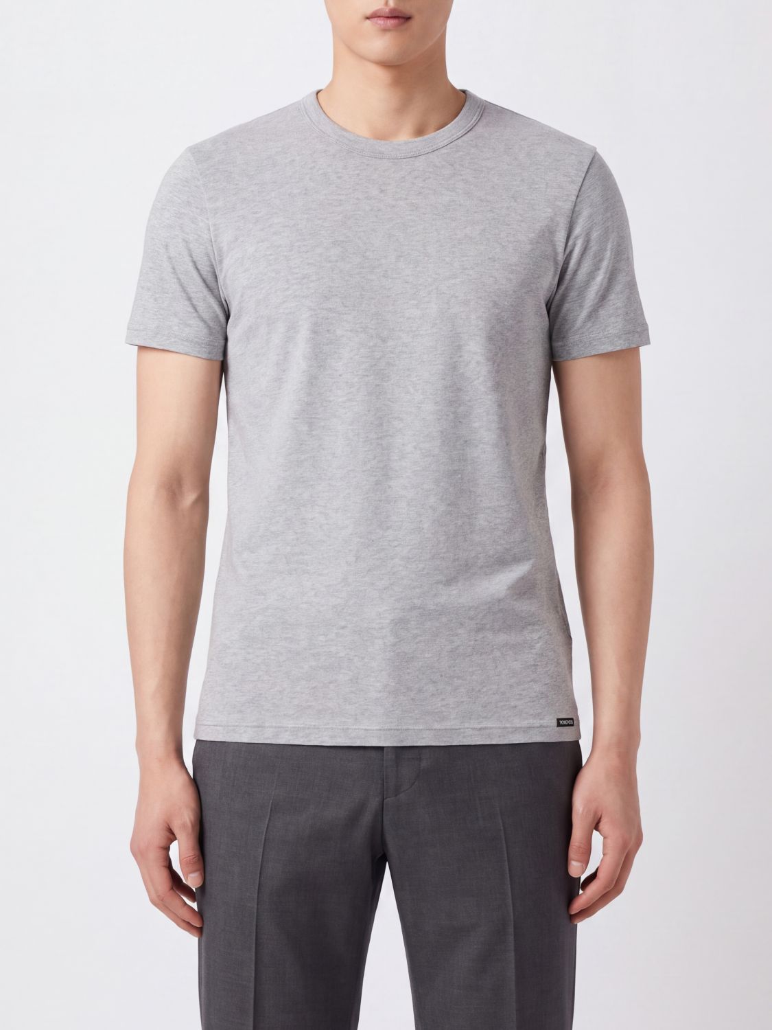 TOM FORD Rundhals-T-Shirt aus Stretch-Baumwolle mit kurzen Ärmeln und geradem Saum