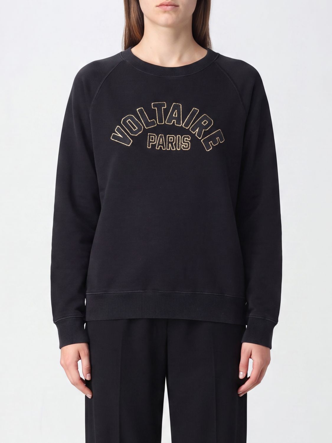 ZADIG & VOLTAIRE Relaxed Fit Cotton Crewneck Jumper with Contrast Logo