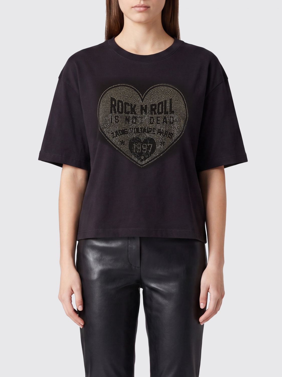 ZADIG & VOLTAIRE Baumwoll-T-Shirt mit Print und Strass-Logo